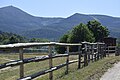 Pastures and mountain by the village