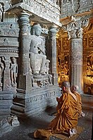 Ajanta Cave 26 Dagoba with praying monks.jpg