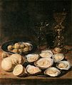 Александер Адріансен, «Натюрморт з хлібом, устрицями, оливками і скляними келихами»