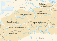 Map of the western Swiss Alps Alpes centrales map-fr.svg