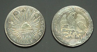 Moneda mexicana resellada en Japón.