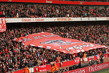 Arsenal supporters Arsenal Flag (7100433493).jpg