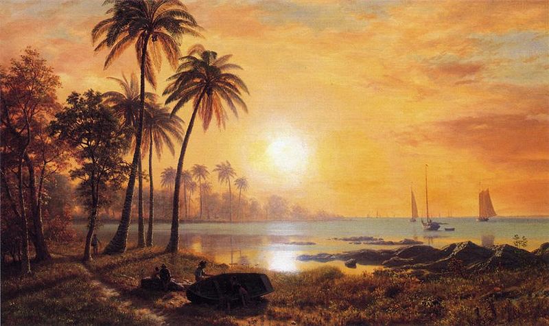 File:Bierstadt Albert Tropical Landscape with Fishing Boats in Bay.jpg