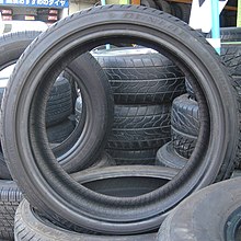  Tire Rims on Stacked And Standing Car Tires