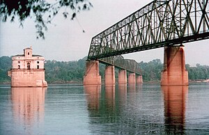 The Chain of Rocks Bridge as it leaves St. Lou...