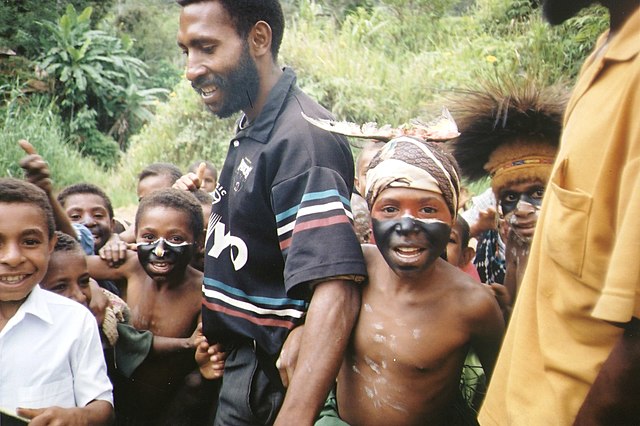 Children dressed up for sing sing in Yengisa, Papua New Guinea.