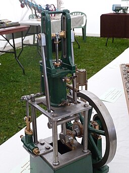 Model table engine, showing the forked connecting rod Coombes' table engine, Abergavenny steam rally 2012.jpg