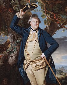 The Earl Cowper raising his hat in a painting by Zoffany