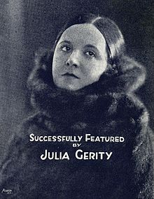 Julia Gerity, from a photograph on the cover of sheet music "Sweetness" (words by Bob Schafer and Dave Ringle, music by Jimmy Durante), 1921