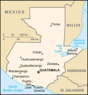 A map of the Republic of Guatemala