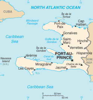 Map of Haiti with Port-au-Prince shown