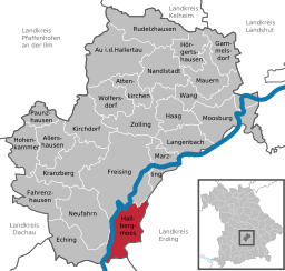 Läget för Hallbergmoos i Landkreis Freising