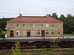 Hofors järnvägsstation, belägen i Robertsholm.