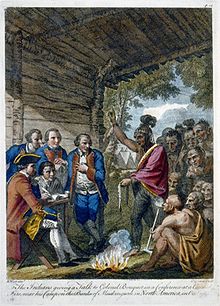 indians native 1764 bouquet american colonel council giving benjamin talk west near indian america seneca conference camp fire states americans