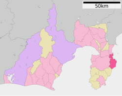 Elhelyezkedése Sizuoka térképén