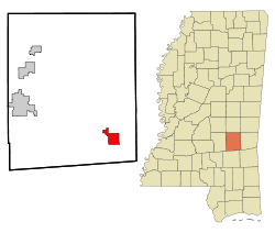 海德堡在贾斯珀县及密西西比州的位置（以红色标示）