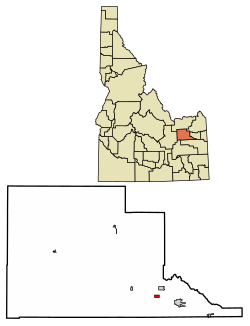 Location of Lewisville in Jefferson County, Idaho.