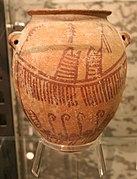Naqada II boat on pottery vase