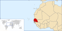 Carte d'Afrique de l'Ouest montrant le Sénégal