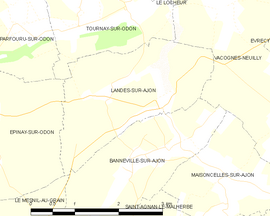 Mapa obce Landes-sur-Ajon