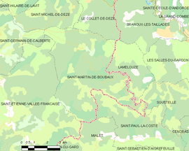 Mapa obce Saint-Martin-de-Boubaux