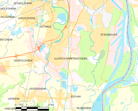 Mapa obce Illkirch-Graffenstaden