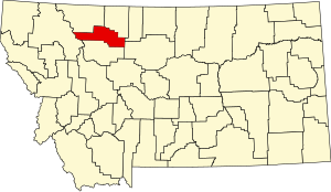 Map of Montana highlighting Pondera County