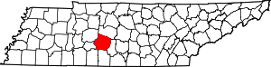 Map of Tennessee highlighting Maury County