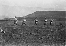 Welsh farm labourers sowing seed, c. 1940s Men sowing seed (3465701854).jpg