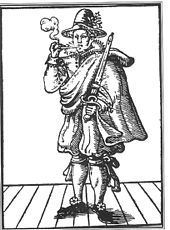 Mary Frith ("Moll Cutpurse") scandalized 17th century society by wearing male clothing, smoking in public, and otherwise defying gender roles. Mollcutpurse.jpg