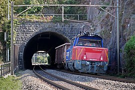 Eem 923 014 im Bühltunnel bei Murg SG