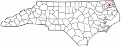 Location in Pasquotank counties in the state of North Carolina