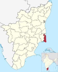 Localizacion del districte de Nagapattinam en Tamil Nadu