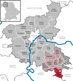 Läget för Oberschwarzach i Landkreis Schweinfurt