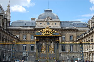 The Palais de Justice in Paris, with gates of ...