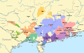 Mapa de los grupos yue y ping basado en el Atlas lingüístico de China