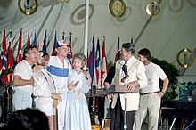 The Beach Boys with President Ronald Reagan and First Lady Nancy Reagan at the White House, June 12, 1983 Reagans with the Beach Boys.jpg