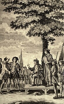 Robert Kett and his followers under the Oak of Reformation on Mousehold Heath.jpg