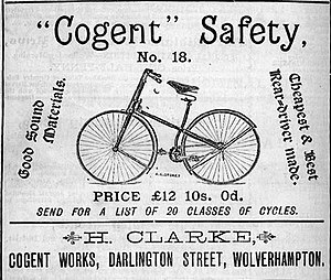 Advertisement for a Cogent Safety Bicycle, Bar...