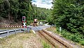 Gleis in Schwarzburg am Bahnübergang mit der Landstraße L1113