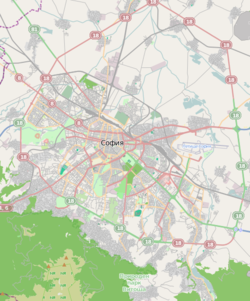 ソフィア市内での空港位置（上） ブルガリア国内の位置（下）