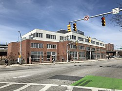 Weinberg Housing and Resource Center at intersection of East Centre Street and Fallsway in Penn-Fallsway, Baltimore