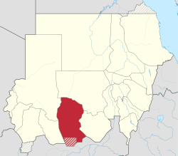 Länsi-Kordofanin sijainti Sudanissa.