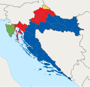 Parties with most votes by county:
Social Democratic Party of Croatia (SDP)
Croatian Democratic Union (HDZ)
Croatian People's Party - Liberal Democrats (HNS)
Amsterdam Coalition 2019 European Parliament election in Croatia - parties with most votes by county.svg