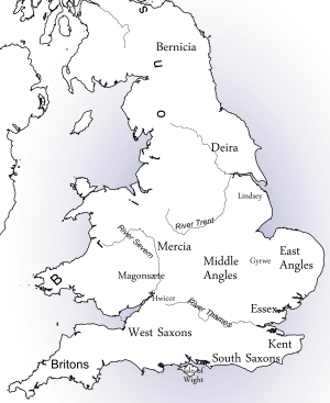 Position of the Middle Angles in relation to other ethnic groups, c. 600 Anglo-Saxon England 2.svg