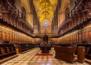Sillería del coro de la catedral de Sevilla, España