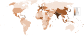 Цільність населення (людей на км2) по країнах, 2006 рік