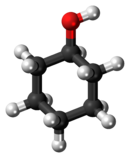 Model bola-dan-batang molekul sikloheksanol