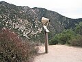 Replica of an "echophone" mounted over the edge of Castle Canyon for visitors' use. The few echophones that still exist are part of personal or museum collections.