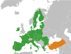 Peta memperlihatkan lokasiEuropean Union and Turkey